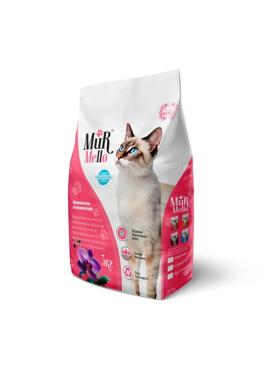 Наполнитель для кошек MurMello, бентонит, 3 кг, Simple Pets Орхидея, Лаванда