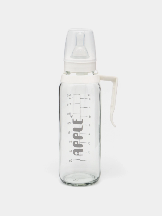 Bolalar uchun Apple shisha idishi, ikki nasadkali, so‘rg‘ich + suvdon, 120-240 ml