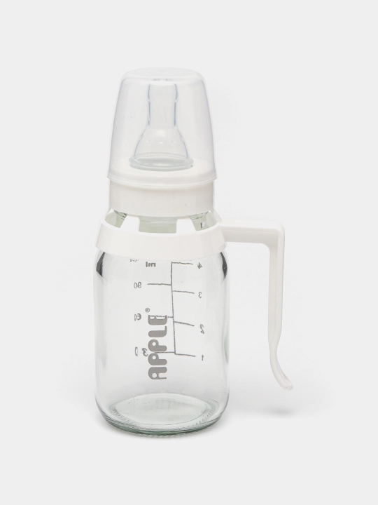 Bolalar uchun Apple shisha idishi, ikki nasadkali, so‘rg‘ich + suvdon, 120-240 ml