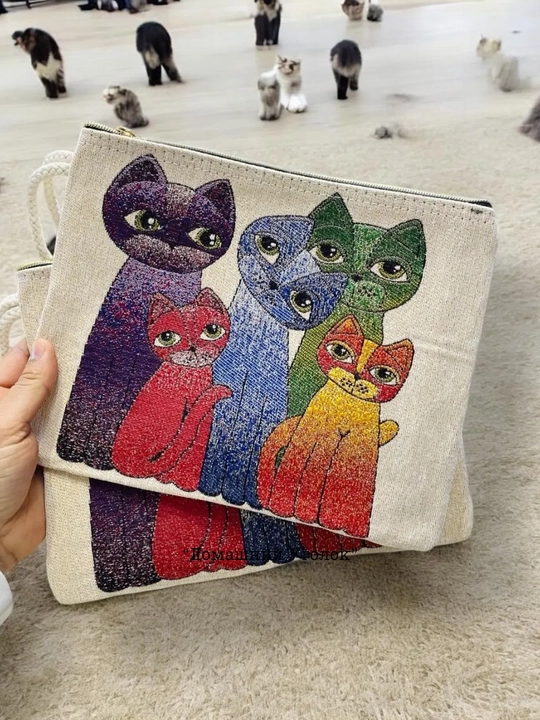 Клатч Moonlight Cats Tapestry – сумка с кошачьим принтом из Турции