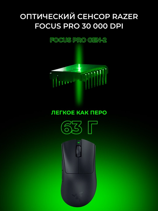 O‘yin simsiz sichqonchasi Razer Deathadder V3 Pro USB/BT/WL,30000 DPI