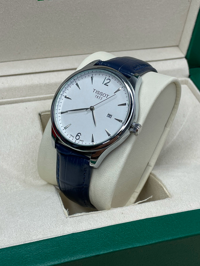 Мужские наручные часы Tissot, ремешок из эко-кожи, в подарочной коробке — WATCH11-0000149-СИНИЙ