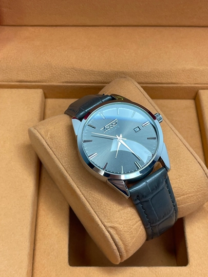 Мужские наручные часы Tissot, ремешок из эко-кожи, в подарочной коробке — WATCH11-55W0150-ХРОМ