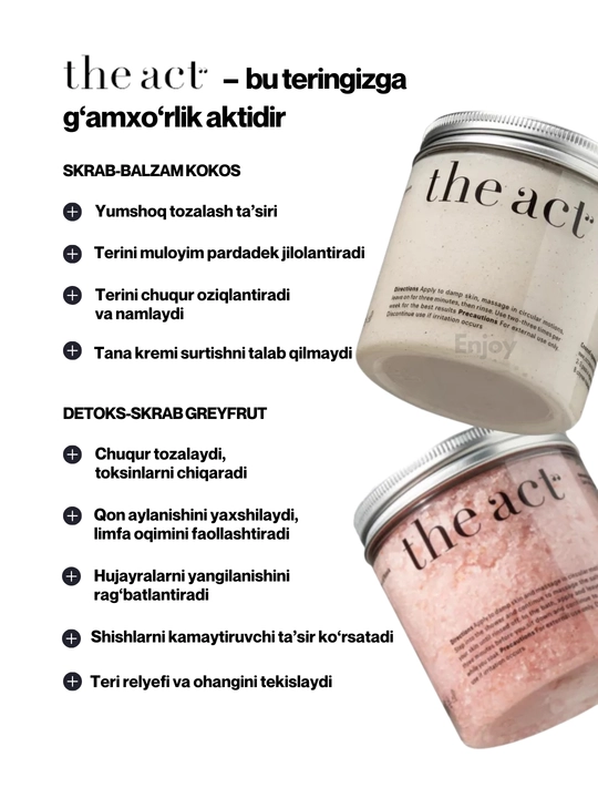 Скраб для тела The Act, для похудения, антицеллюлитный, кокосовый, подарочный набор 2/3 шт