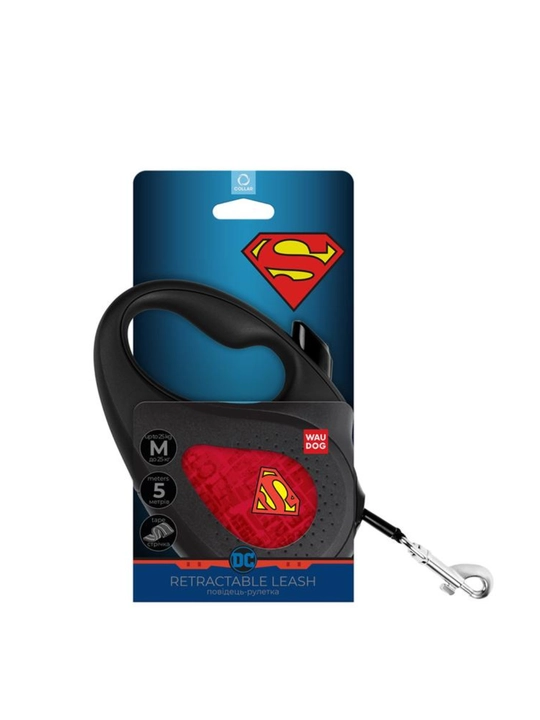Поводок-рулетка для собак WAUDOG R-leash, рисунок Superman Logo, красный, размер M, до 25 кг - 