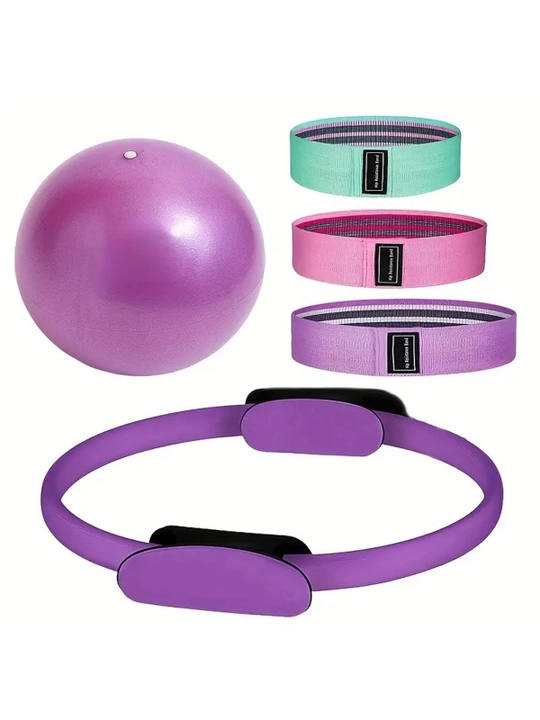 Набор йога пилатес, для тренировок и реабилитации, растяжка, с лентой и мячом