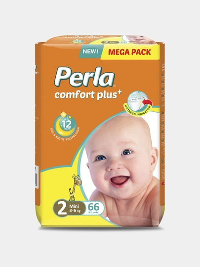 Подгузники Perla Mega Mini 2 размер 3–6 кг, 66 шт, детские подгузники - 