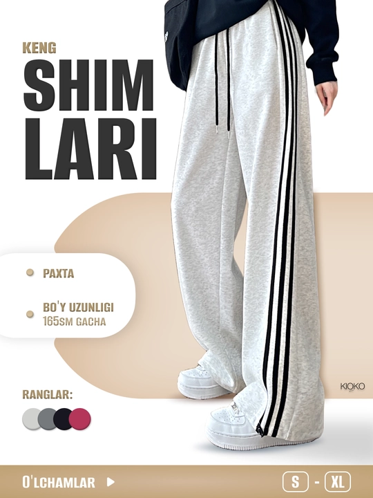 Kioko ayollar sport shimi, keng va to‘g‘ri sport shimi - 
