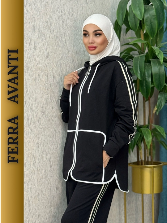 Ayollar uchun zamokli sport kostyumi, katta o'lchamli, keng shim, LATIFA 2