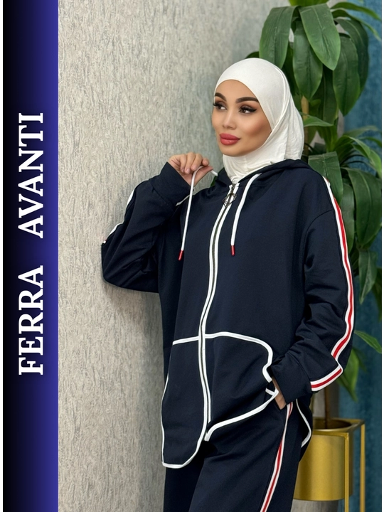 Ayollar uchun zamokli sport kostyumi, katta o'lchamli, keng shim, LATIFA 2