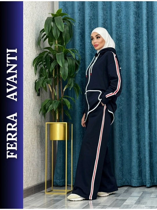 Ayollar uchun zamokli sport kostyumi, katta o'lchamli, keng shim, LATIFA 2