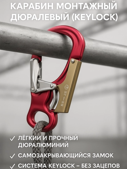 Карабин монтажный дюралевый (keylock) — ALPI-VER0232