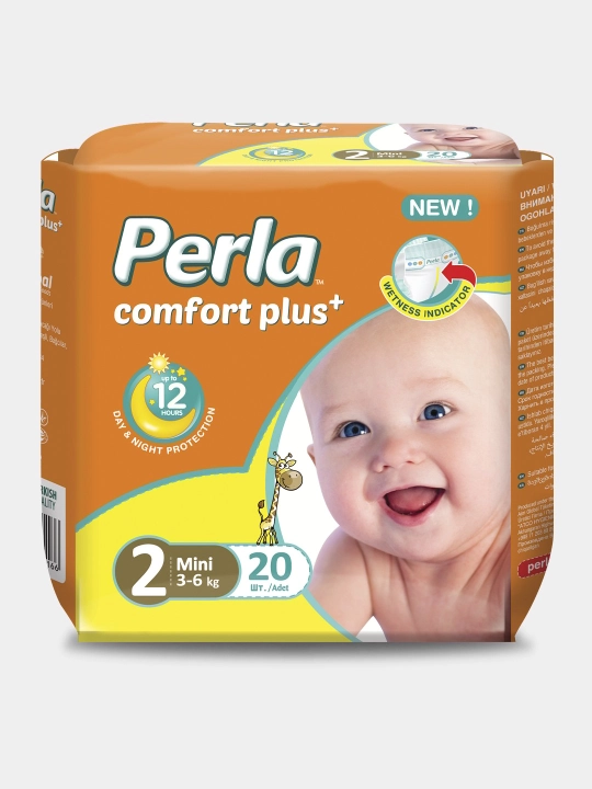 Подгузники Perla Comfort Plus Eco Mini 20 шт, размер 2, для детей 3-6 кг, универсальные - 