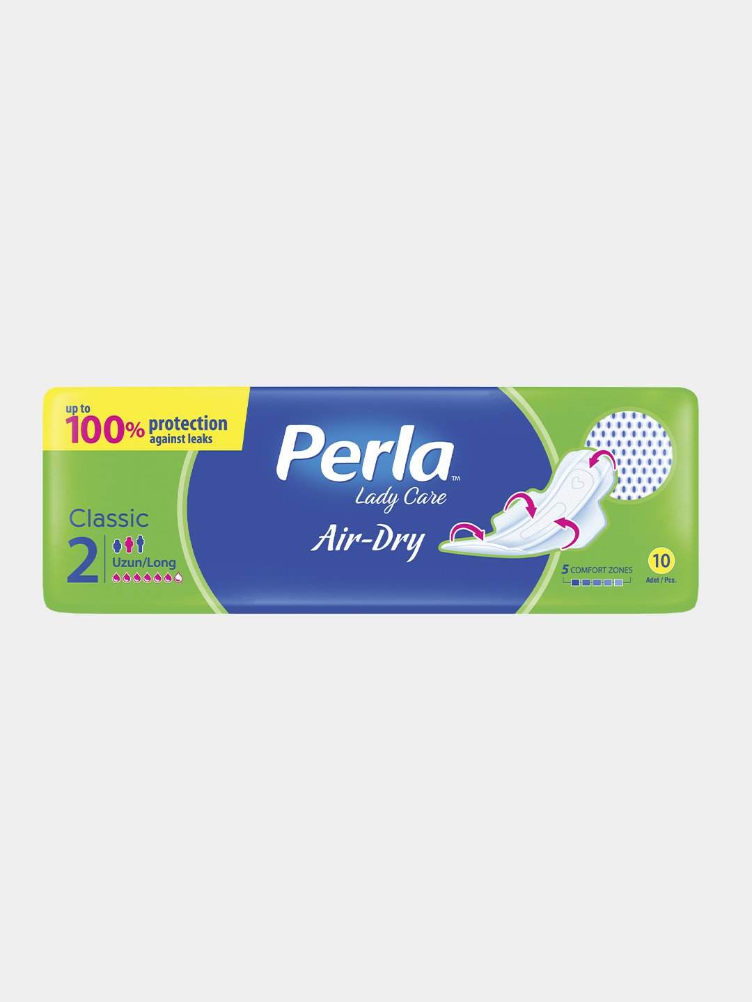 Женские гигиенические прокладки Perla Classic Air-Dry Long 10 шт, удлинённые - 