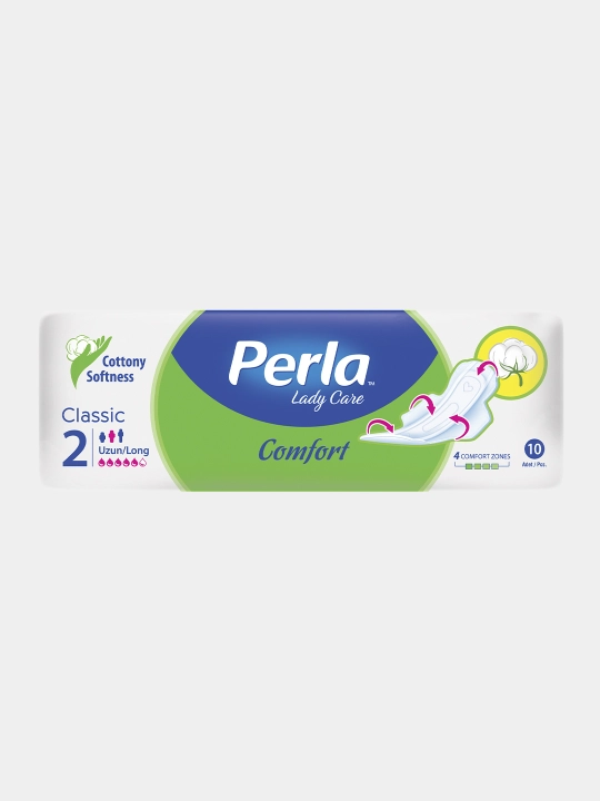 Женские гигиенические прокладки Perla Classic Comfort Long 10 шт, удлинённые - 