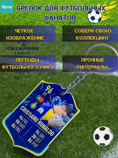 Брелоки FIFA с изображениями известных футболистов, 10 видов