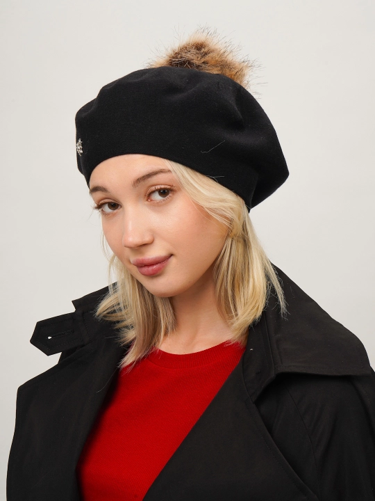 Ayollar va qizlar uchun beret, qishki qalin qalpoq, aylana to‘qimali, ikki qavatli