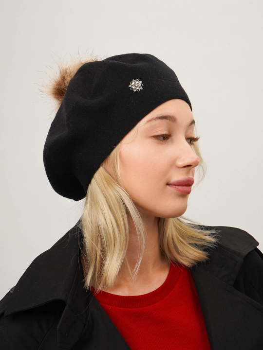 Ayollar va qizlar uchun beret, qishki qalin qalpoq, aylana to‘qimali, ikki qavatli
