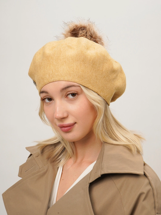 Ayollar va qizlar uchun beret, qishki qalin qalpoq, aylana to‘qimali, ikki qavatli