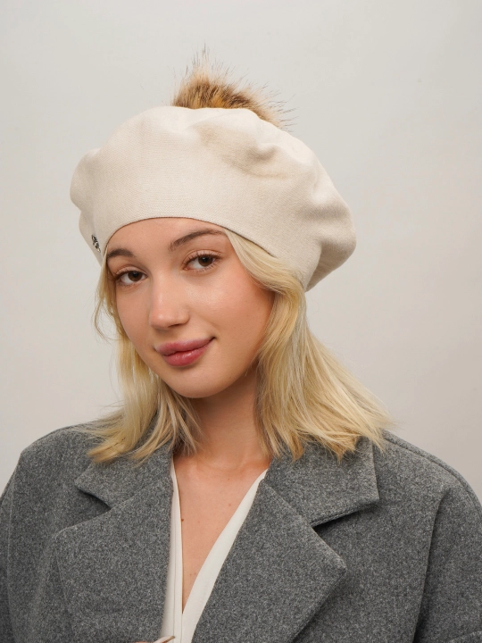 Ayollar va qizlar uchun beret, qishki qalin qalpoq, aylana to‘qimali, ikki qavatli