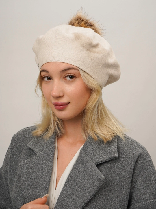 Ayollar va qizlar uchun beret, qishki qalin qalpoq, aylana to‘qimali, ikki qavatli