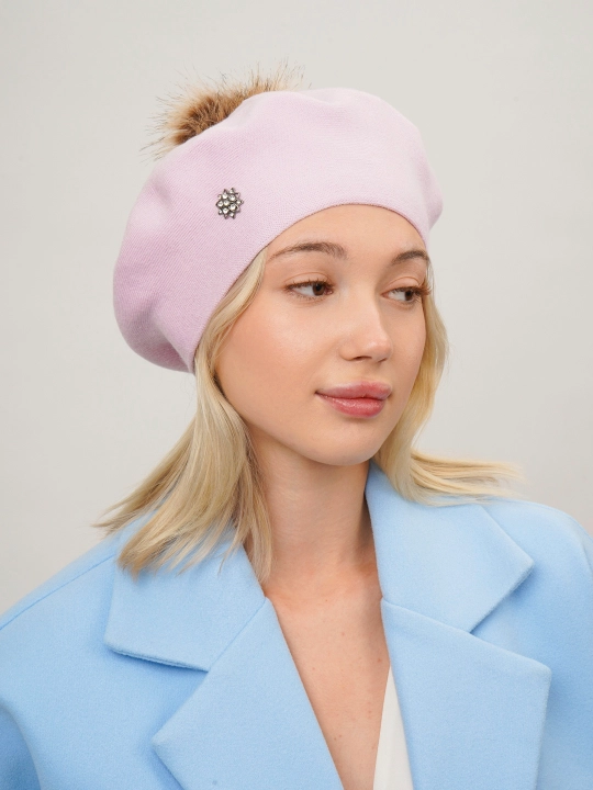 Ayollar va qizlar uchun beret, qishki qalin qalpoq, aylana to‘qimali, ikki qavatli