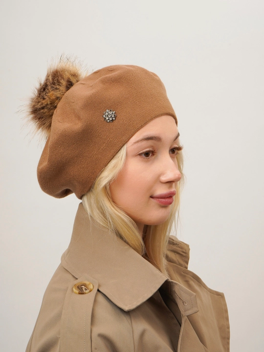 Ayollar va qizlar uchun beret, qishki qalin qalpoq, aylana to‘qimali, ikki qavatli
