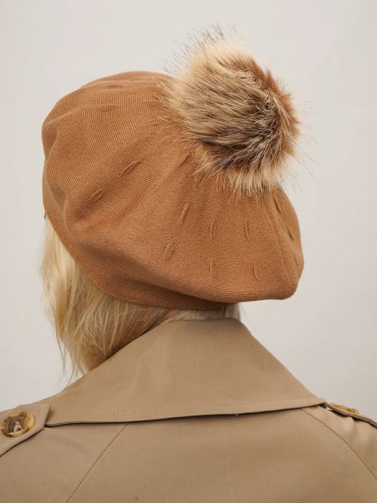 Ayollar va qizlar uchun beret, qishki qalin qalpoq, aylana to‘qimali, ikki qavatli