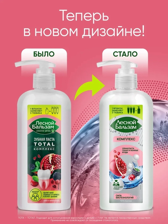 Зубная паста с дозатором Лесной Бальзам Total, 290 г
