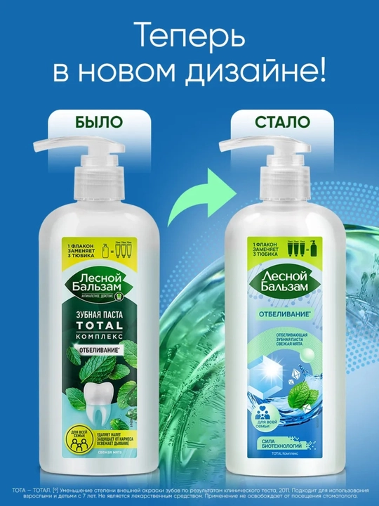 Зубная паста с дозатором Лесной Бальзам Total, 290 г