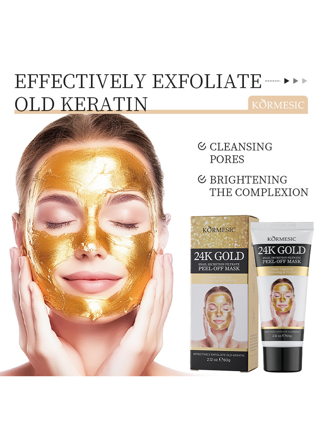 24 K oltin va salyangoz shilimshiqni tozalash niqobi, 60 g