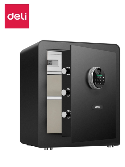 Сейф H450*W380*D320 с отпечатком черный вес 20кг ET631 Deli, 631-ET — DFDELI-631ET