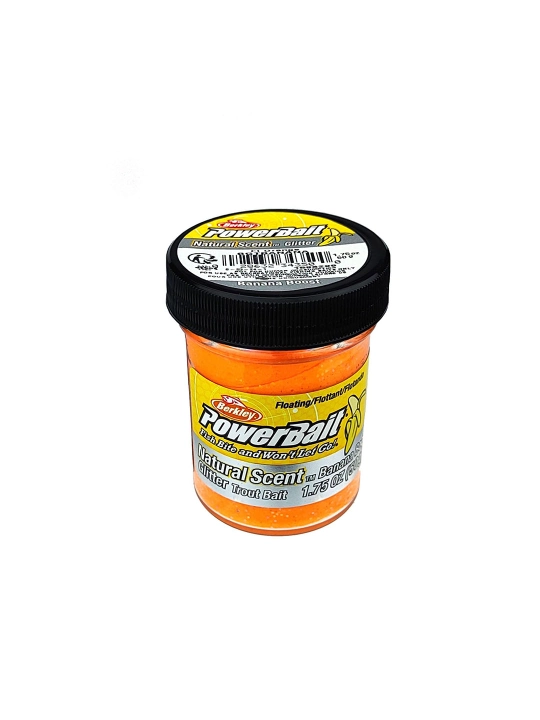 Паста форелевая PowerBait Trout Bait Fruits# Banana Boost, Оранжевый с блесками, BGTBANANA - 