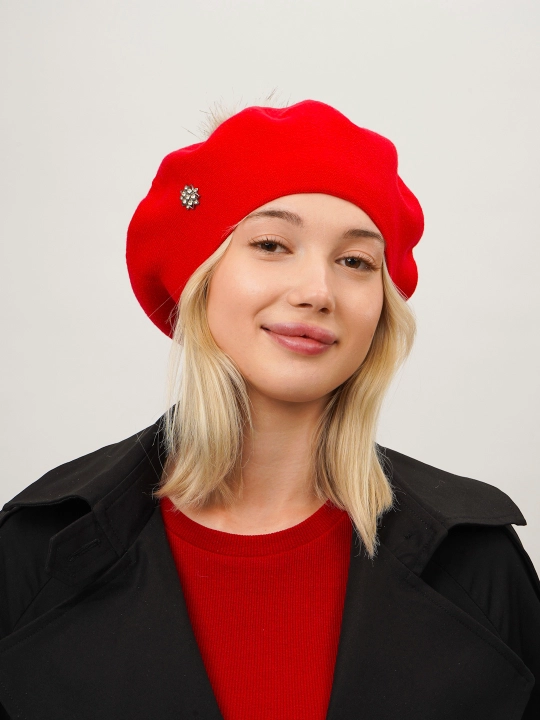 Ayollar va qizlar uchun beret, qishki qalin qalpoq, aylana to‘qimali, ikki qavatli