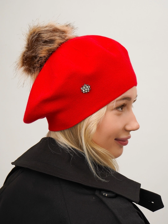 Ayollar va qizlar uchun beret, qishki qalin qalpoq, aylana to‘qimali, ikki qavatli