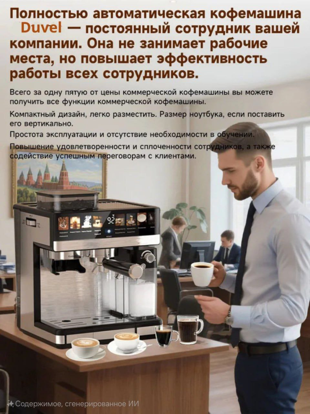 Профессиональная кофеварка с компенсатором и капучинатором - 
