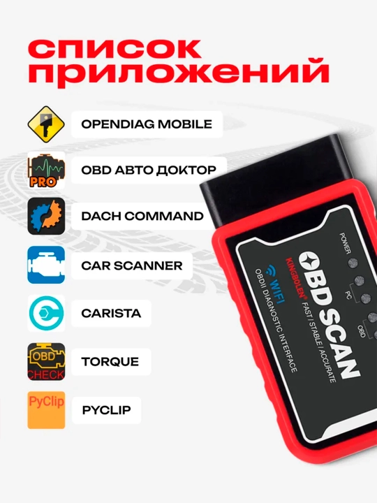 Cканер для диагностики автомобилей ELM327 OBD2 WI-FI v1.5 чип PIC18F25K80, автосканер