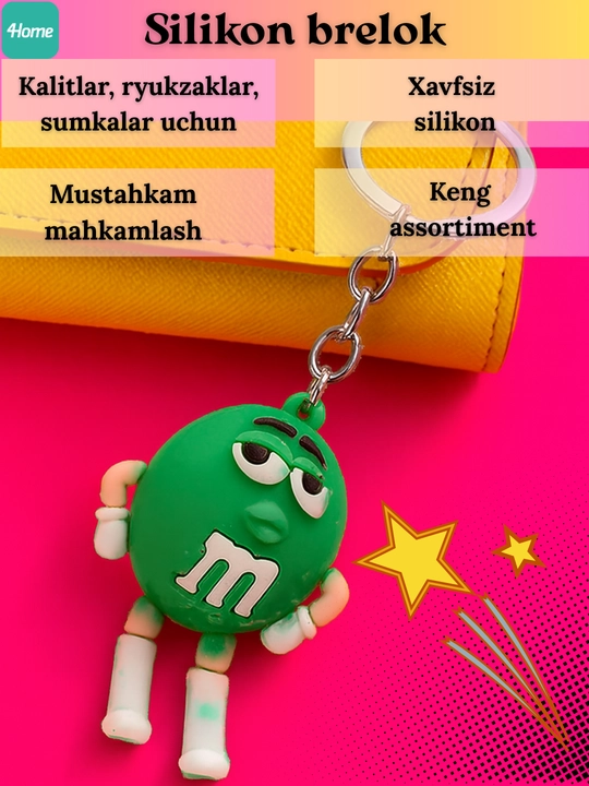 Kalitlar, ryukzaklar, sumkalar uchun silikon brelok, 5 dan ortiq turdagi - 