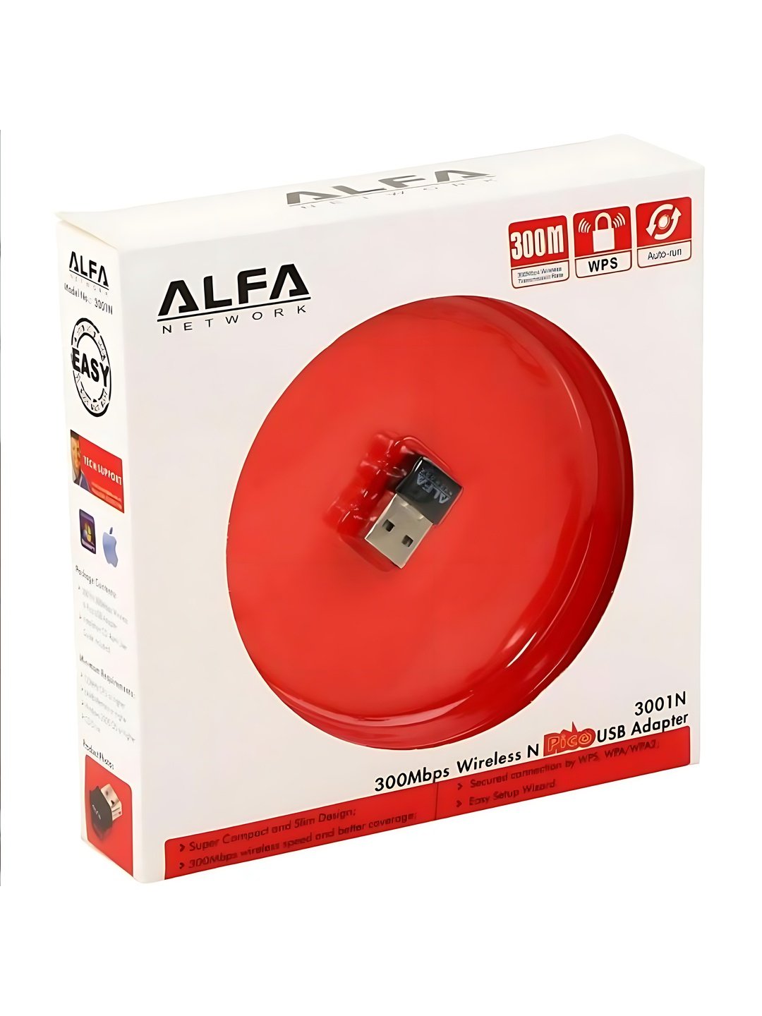 WI-Fi адаптер, usb 300a mbps alfa 3001n, для ноутбука и стационарного пк - 
