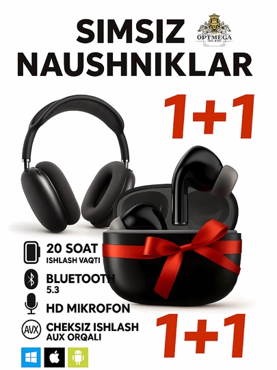Беспроводные наушники-вкладыши Pods, 1+1 наушники для iPhone и Android P9, MAX - 