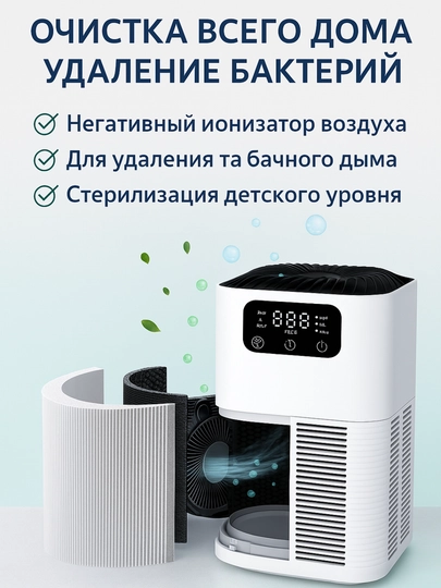 Очиститель воздуха от пыли и аллергенов для дома до 25 м², с аккумулятором — TEXNOCL-CHISTKA-СЕРМЕТ