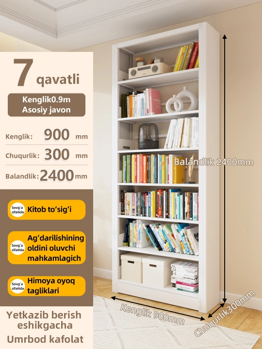 Metall minimalistik kitob javonlari,35 kg yuk ko‘taradi,zamonaviy dizayn, uy va ofis uchun
