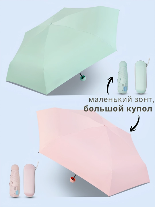 Мини зонтик с чехлом, механический, карманный, складной