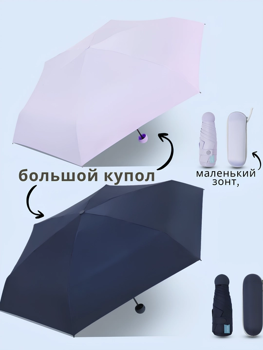 Мини зонтик с чехлом, механический, карманный, складной