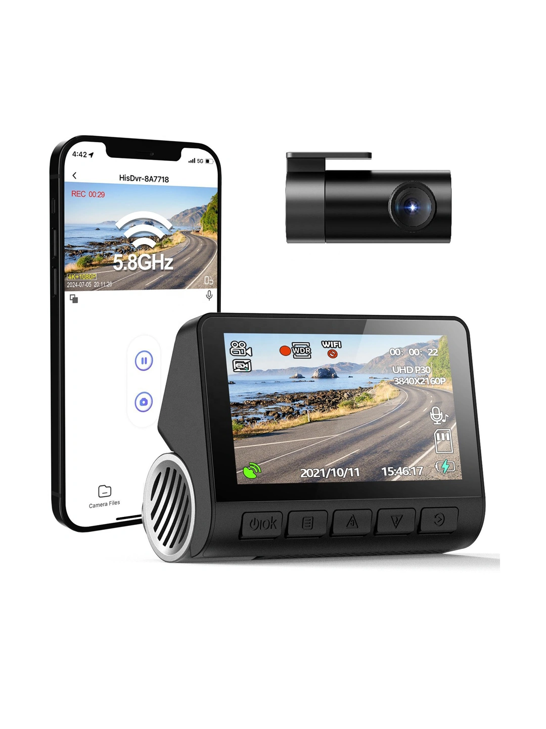 Videoregistrator DVR 4K Ultra HD, 2 kamera, tungi ko‘rish, parking nazorati, G-Sensor 2