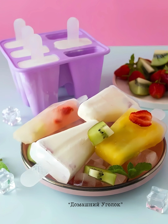 Силиконовая форма для мороженого эскимо 6 ячеек с палочками