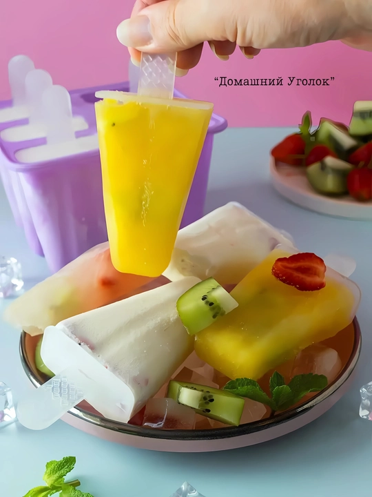 Силиконовая форма для мороженого эскимо 6 ячеек с палочками