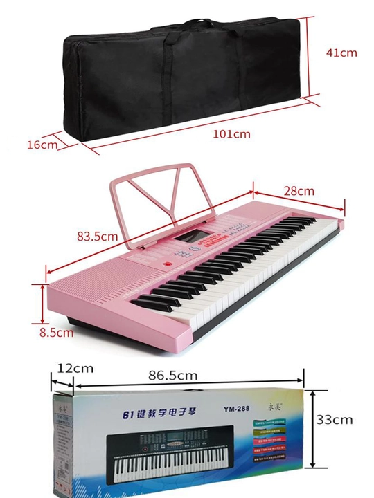 Elektron pianino 61 standart tugmachalari, mikrofon, tarmoq va batareya bilan quvvatlanadi