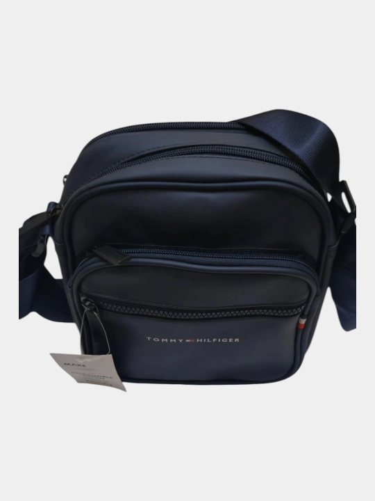 Барсетка мужская, из экокожи, на плечо, Tommy Hilfiger, тёмно-синий цвет
