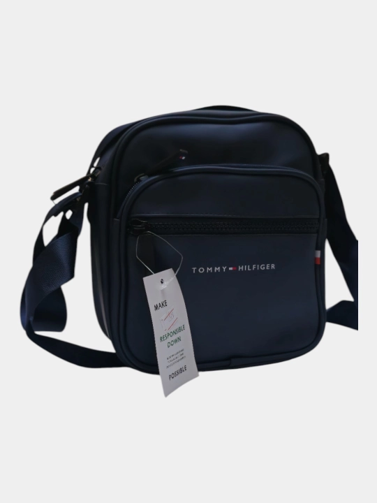 Барсетка мужская, из экокожи, на плечо, Tommy Hilfiger, тёмно-синий цвет